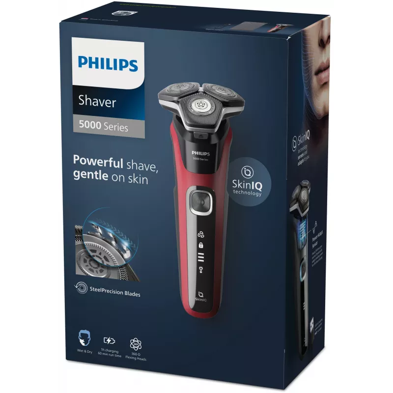 Máquina de Barbear Rotativa Philips Series 5000 S5883/10 — 3 cabeças, molhado e seco, 60 min de autonomia, visor LED, recarregável por USB