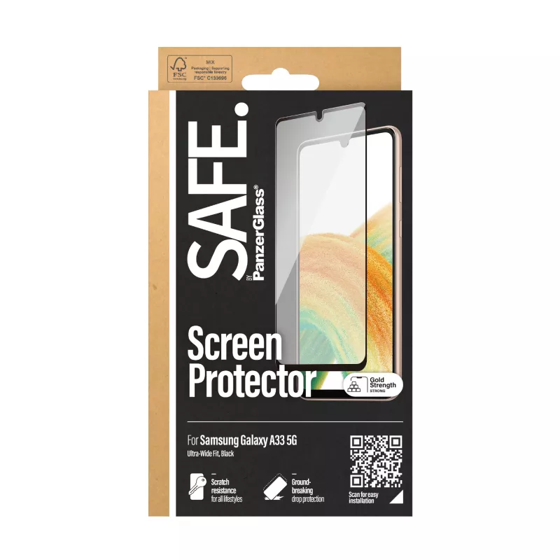 Película de Proteção de Ecrã PanzerGlass SAFE para Samsung Galaxy A33 5G, resistente a riscos, resistente a impactos