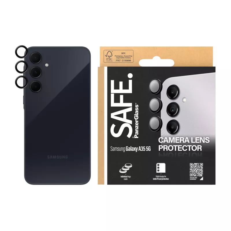 Proteção de Lente da Câmara PanzerGlass SAFE. by ® Preto Samsung Galaxy A35 5G
