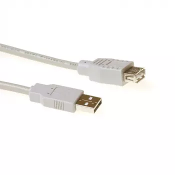 Cabo USB 2.0 ACT Ficha Macho USB A - Conector Fêmea USB A Marfim 3,00 m, 3 m, USB A, USB A, USB 2.0, 0,48 Gbit/s, Marfim