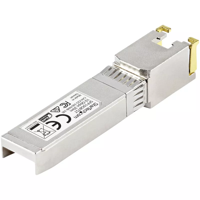 Módulo transceptor SFP+ compatível com MSA StarTech.com - 10GBASE-T ~ Módulo SFP+ MSA não codificado - 10GBASE-T - SFP para RJ45 Cat6/Cat5e - 10GE Gigabit Ethernet SFP+ - RJ-45 30 m