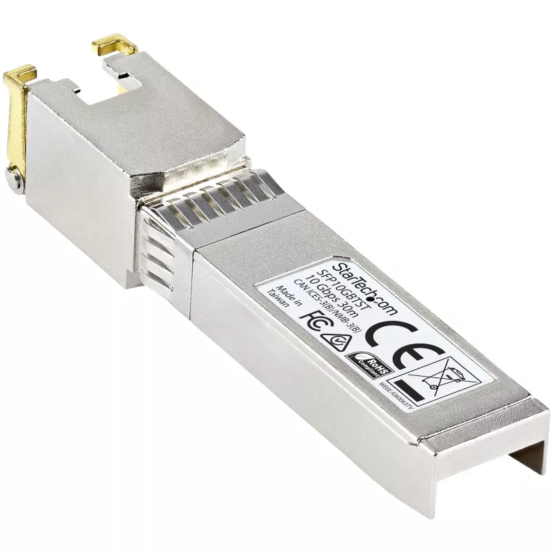 Módulo transceptor SFP+ compatível com MSA StarTech.com - 10GBASE-T ~ Módulo SFP+ MSA não codificado - 10GBASE-T - SFP para RJ45 Cat6/Cat5e - 10GE Gigabit Ethernet SFP+ - RJ-45 30 m
