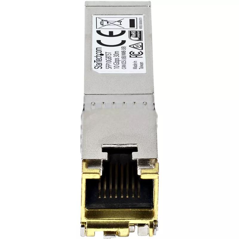 Módulo transceptor SFP+ compatível com MSA StarTech.com - 10GBASE-T ~ Módulo SFP+ MSA não codificado - 10GBASE-T - SFP para RJ45 Cat6/Cat5e - 10GE Gigabit Ethernet SFP+ - RJ-45 30 m