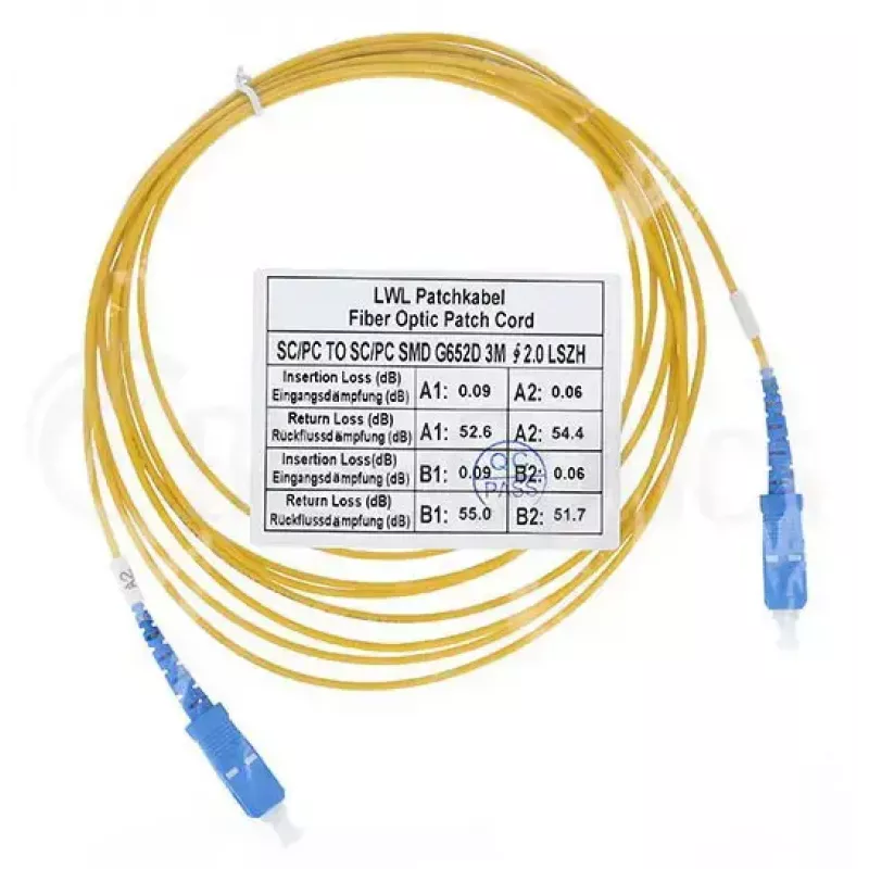Cabo de fibra ótica BlueOptics SFP2222BU50MK SC G.657.A1 50 m amarelo