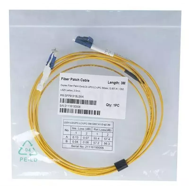 Cabo de fibra ótica BlueOptics SFP9131BU5MK CS LC OS2 5 m amarelo