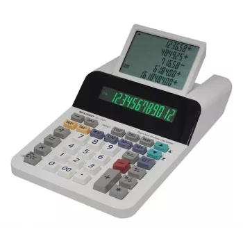 Calculadora Sharp EL-1501 de secretária com impressão multicolor, branca