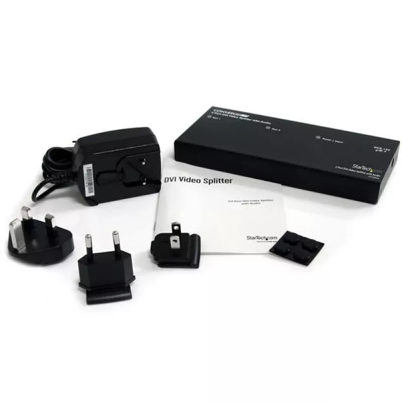 Splitter de vídeo DVI de 2 portas com áudio StarTech.com – DVI, 2x DVI, 1920 x 1200 píxeis, preto, alumínio, 10 m