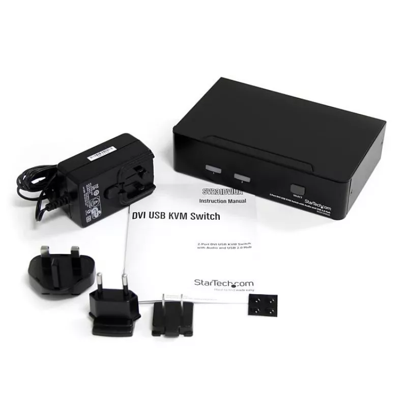Comutador KVM USB DVI de 2 portas StarTech.com com áudio e hub USB 2.0