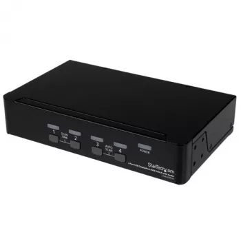 Comutador KVM USB DisplayPort de 4 portas StarTech.com com áudio, 3840 x 2400 píxeis, preto