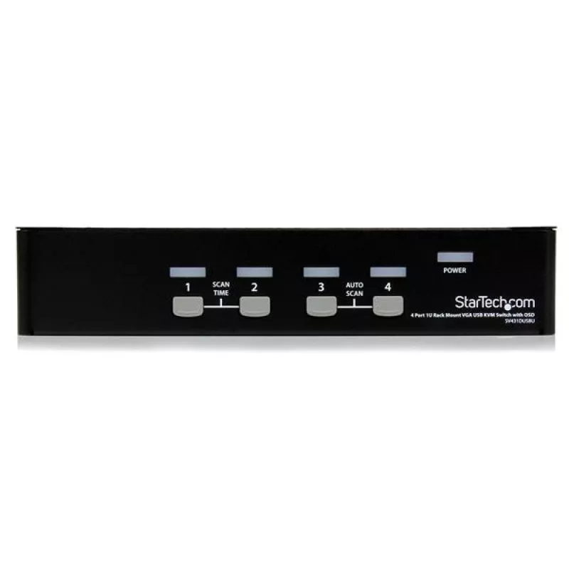 StarTech.com comutador KVM USB de 4 portas 1HE para rack com OSD, 1920 x 1440 píxeis, montagem em rack, 5,4 W, 1HE, preto