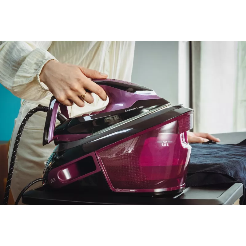 Ferro de engomar Tefal Express Vision SV8152 2800 W 1,8 l base Durilium AirGlide Autoclean violeta, preto