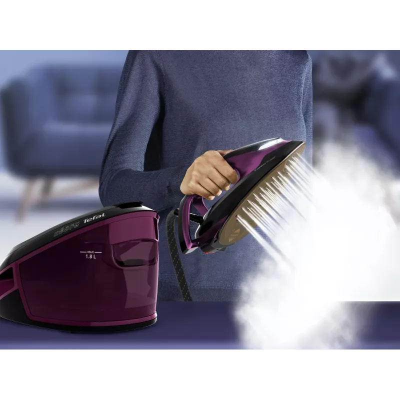 Ferro de engomar Tefal Express Vision SV8152 2800 W 1,8 l base Durilium AirGlide Autoclean violeta, preto
