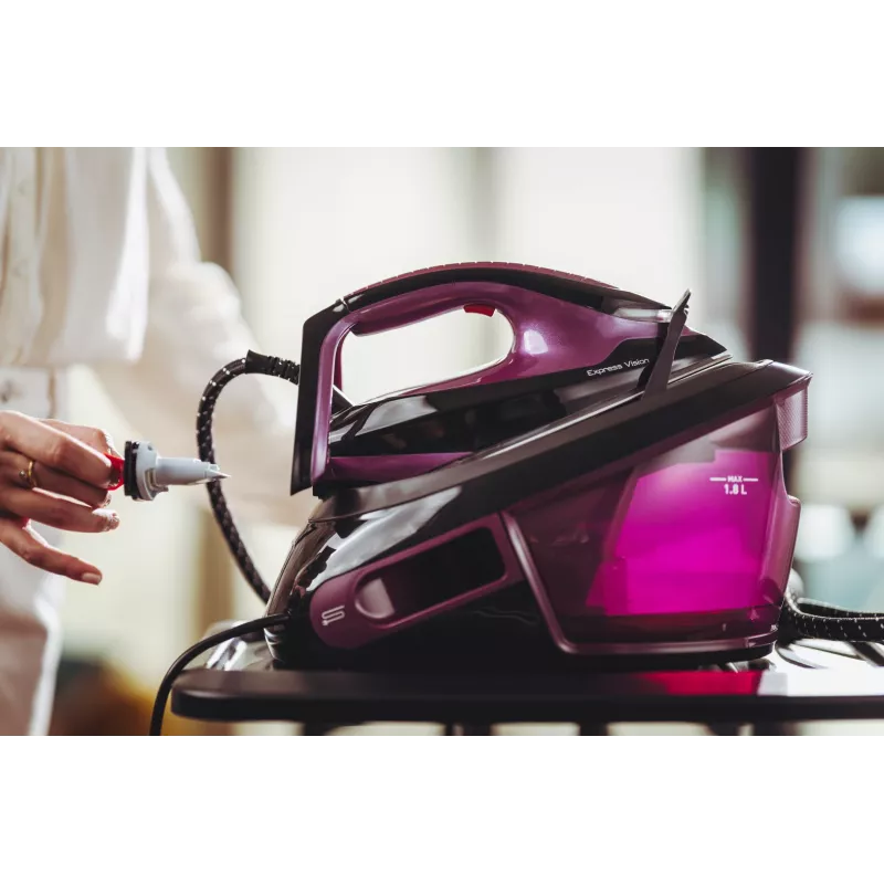 Ferro de engomar Tefal Express Vision SV8152 2800 W 1,8 l base Durilium AirGlide Autoclean violeta, preto