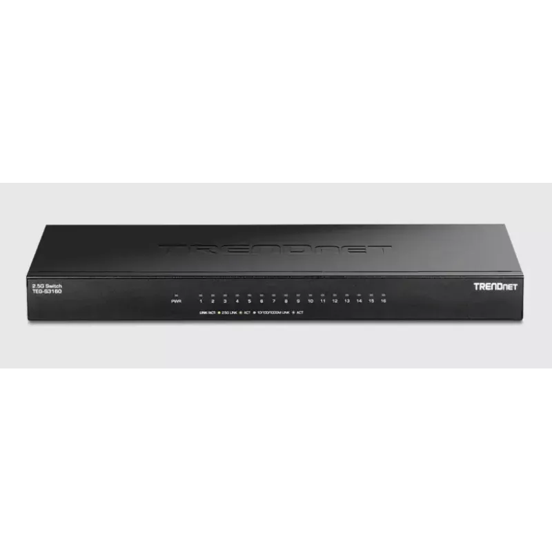 Switch não gerido Trendnet TEG-S3160 16 portas 2.5G Ethernet secretária preto