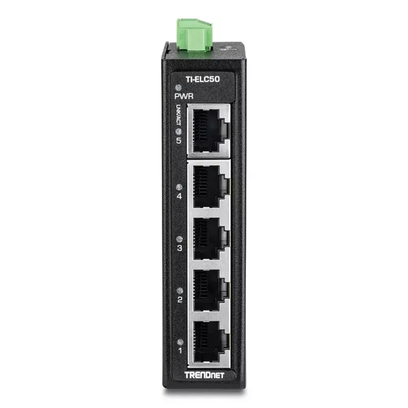 Switch de rede TRENDnet TI-ELC50 não gerido 5 portas Fast Ethernet (10/100), 9,6–60 V, montagem na parede/calha DIN