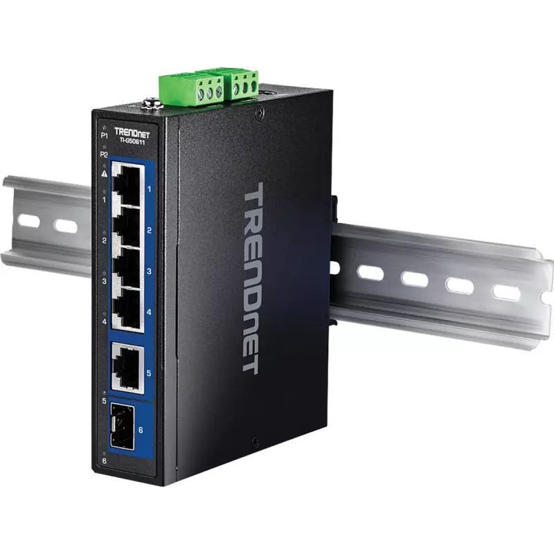 Switch Ethernet industrial não gerido Trendnet TI-G50611 6 portas 2.5G com suporte SFP 10G