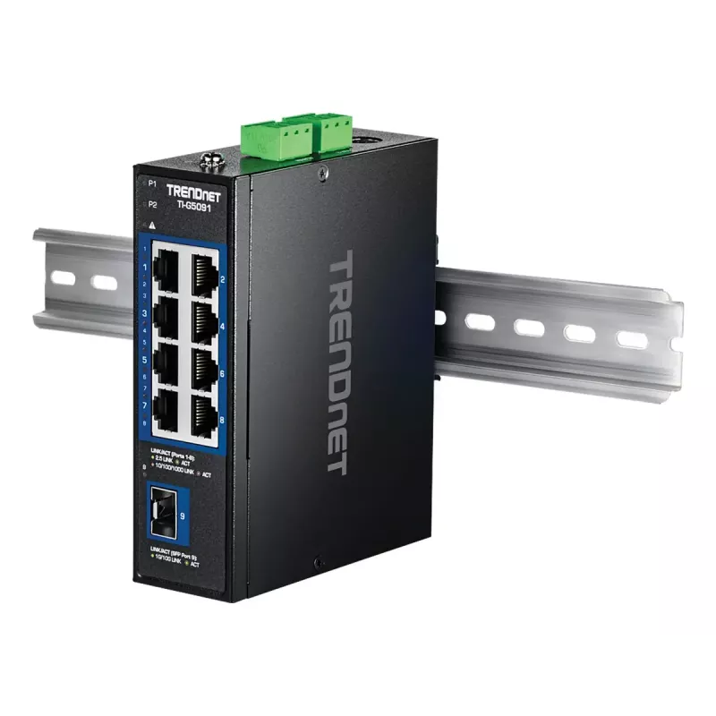 Switch Ethernet industrial não gerido TRENDnet TI-G5091 9 portas 2.5G com porta SFP+ 10G