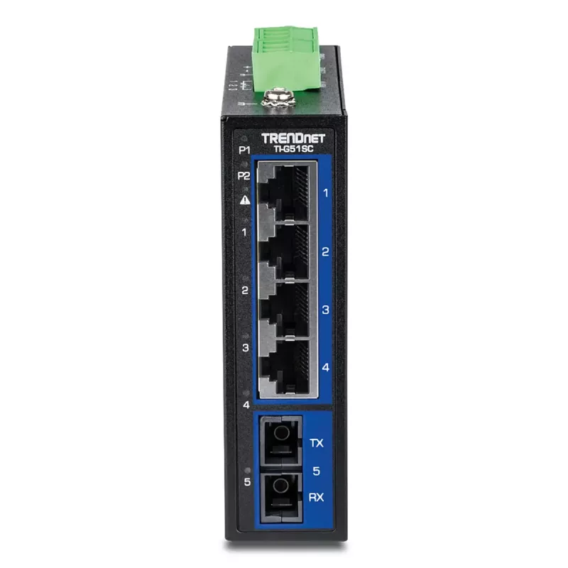 Switch Gigabit Ethernet não gerido TRENDnet TI-G51SC, 4x RJ-45 10/100/1000, capacidade 10 Gbit/s, 2000 MAC, 9–60 V, montagem na parede