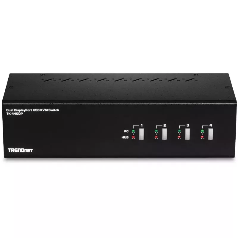 Switch KVM Trendnet TK-440DP preto prateado
