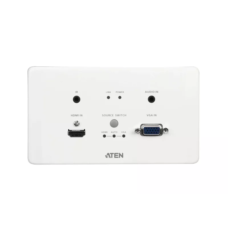 Transmissor ATEN HDMI e VGA HDBaseT com placa de parede UE / PoH (4K@100m) (HDBaseT Class A)