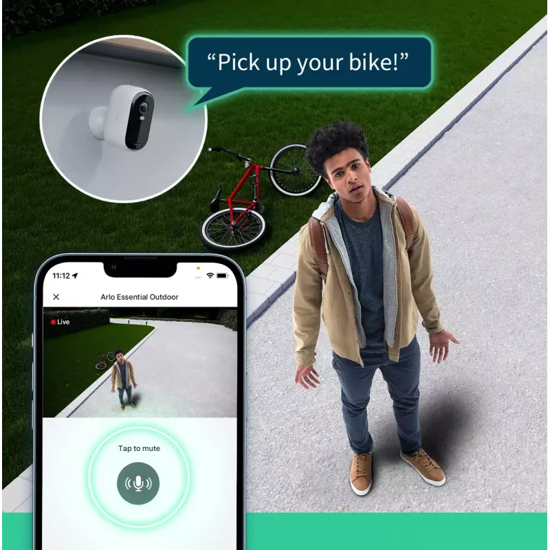 Câmara de vigilância IP Arlo Essential 2K 2560 x 1440 sem fios interior e exterior