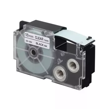 Fita de identificação Casio XR-18X1 preto sobre transparente