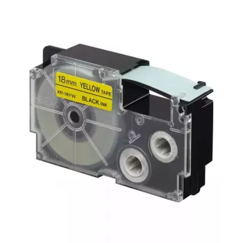 Fita de etiquetar Casio XR-18YW1 preto sobre amarelo