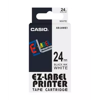 Fita para etiquetas Casio XR-24WE1 preto sobre branco