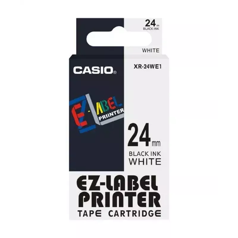 Fita para etiquetas Casio XR-24WE1 preto sobre branco