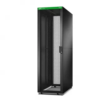 APC Easy Rack, 42U, preto, com teto, rodas, pés, 4 suportes e painéis laterais, sem fundo, 1991H x 600B x 1200T mm