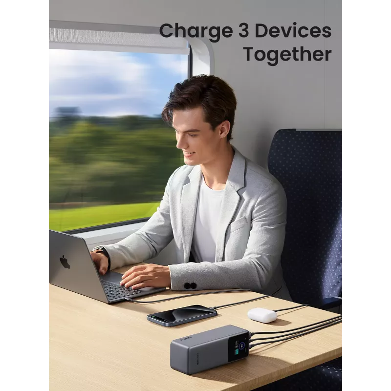 Powerbank Ugreen 25000mAh 200W carregamento rápido cinzento