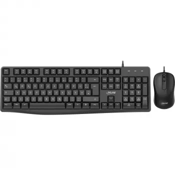 InLine Basic Desktop II, Conjunto de teclado e rato, Cabo USB, Layout DE padrão