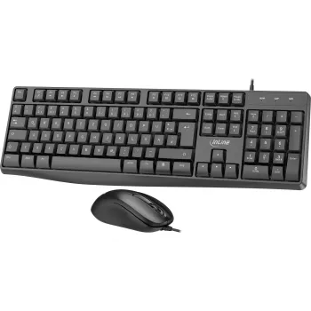 InLine Basic Desktop II, Conjunto de teclado e rato, Cabo USB, Layout DE padrão