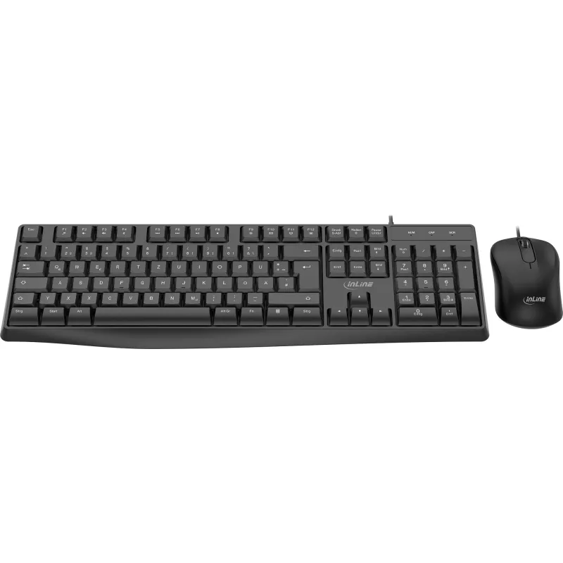 InLine Basic Desktop II, Conjunto de teclado e rato, Cabo USB, Layout DE padrão