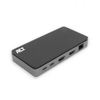 ACT Dock USB-C 4K MST para 2 monitores HDMI, Ethernet, USB-C, 3x USB-A, PD-Passthrough e cabo de ligação removível de 1 metro