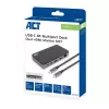 ACT Dock USB-C 4K MST para 2 monitores HDMI, Ethernet, USB-C, 3x USB-A, PD-Passthrough e cabo de ligação removível de 1 metro