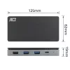 ACT Dock USB-C 4K MST para 2 monitores HDMI, Ethernet, USB-C, 3x USB-A, PD-Passthrough e cabo de ligação removível de 1 metro