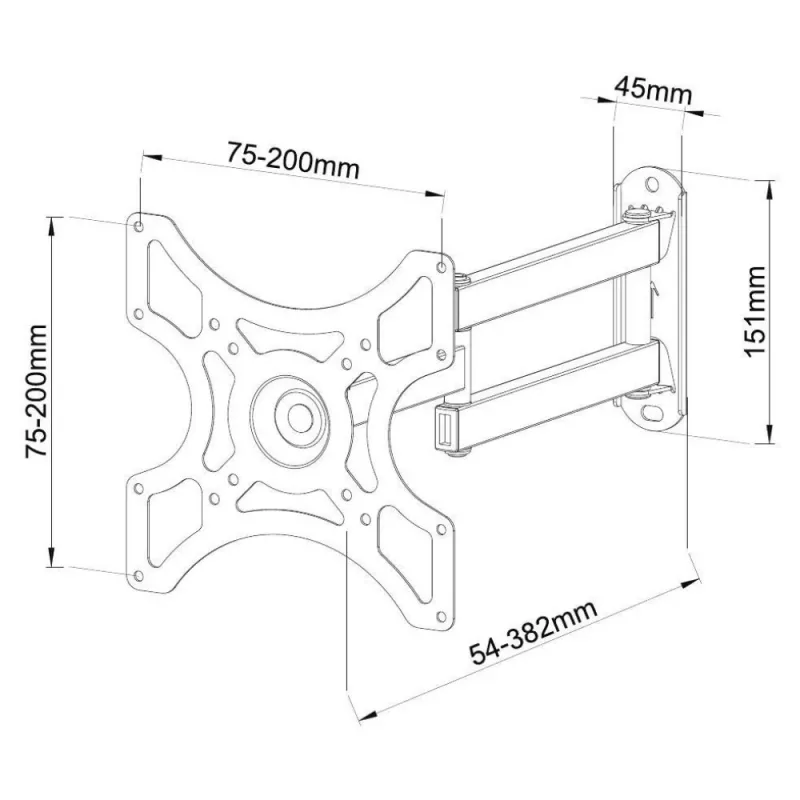 Techly suporte de parede para LCD LED 19-37'' inclinável 2 articulações preto ICA-LCD 2923B