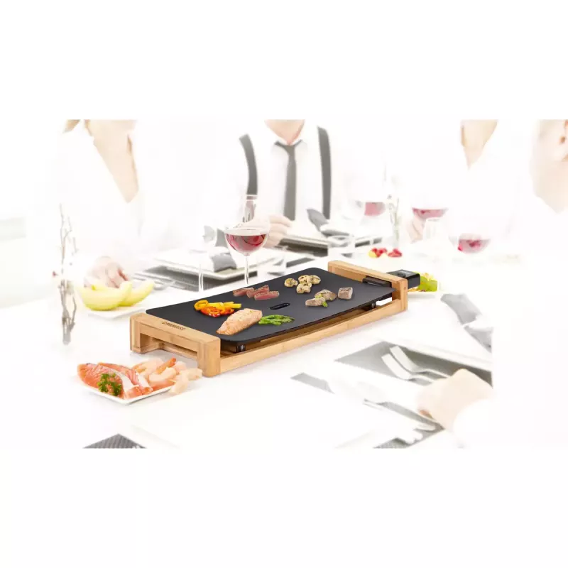 Placa de cozinha Princess 103026 Table Chef Pure Black Aluminium Bamboo preto 220W
