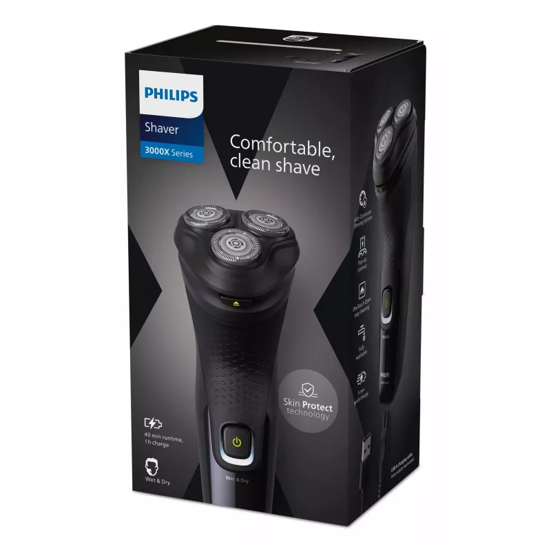 Máquina de barbear Philips X3021/00 para homem máquina de barbear rotativa aparador preto