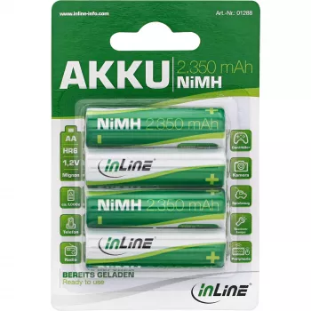 Bateria NiMH InLine, Mignon (AA), 2350 mAh, pronta a usar