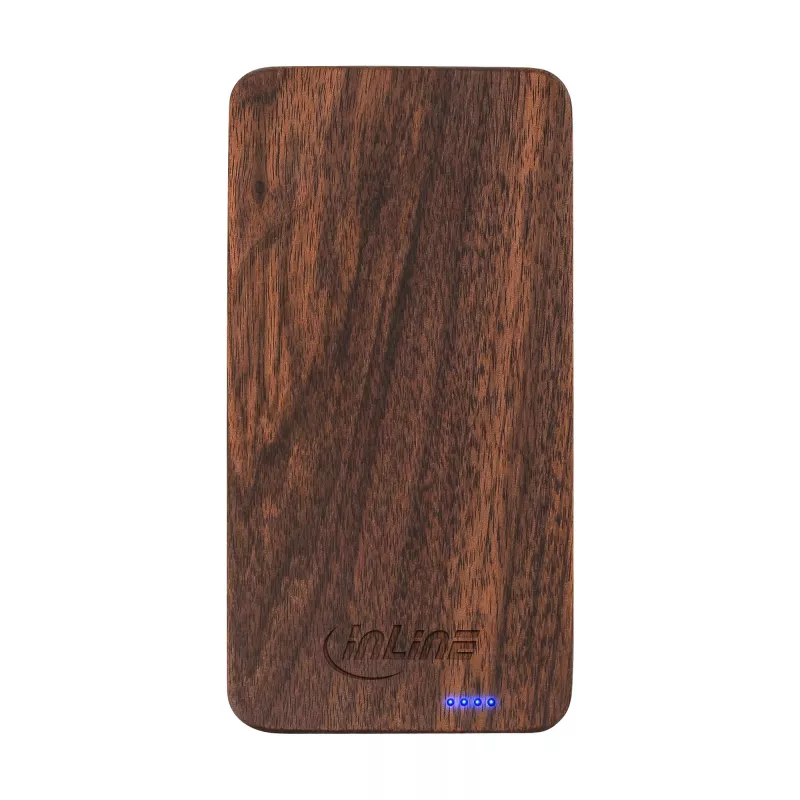 InLine woodplate, PowerBank USB 5.000mAh, com LED, madeira de nogueira
