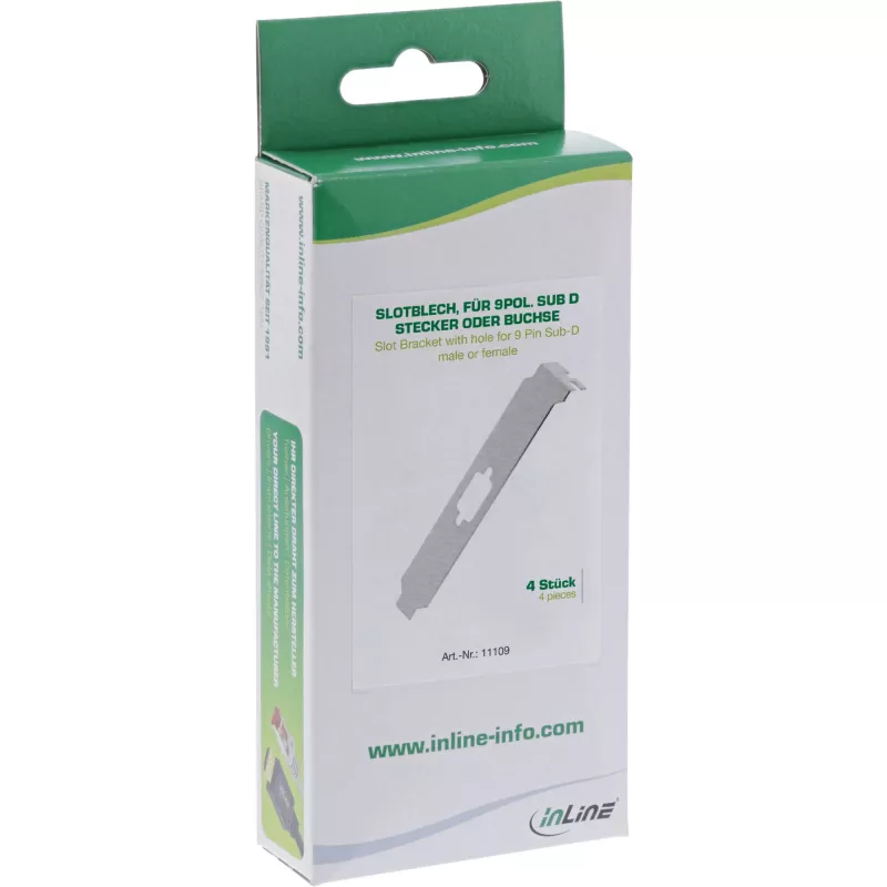 InLine chapa de slot com abertura para conector fêmea ou macho Sub-D de 9 pinos, 4 unid.