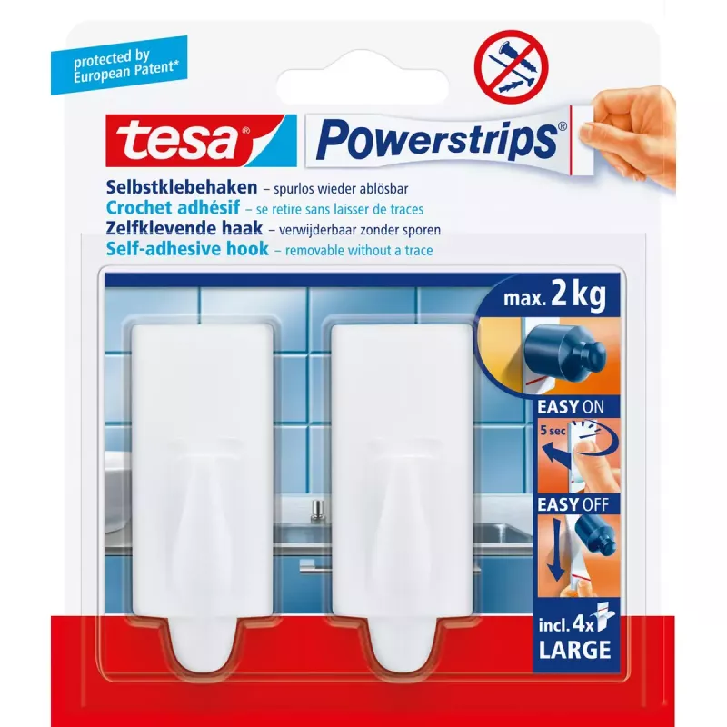 Croché universal Tesa Powerstrips Hooks Large TREND
