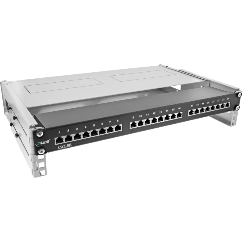 InLine 19 inch rack dobrável, 2HE, 24–40 cm de profundidade, com tampa, cinzento