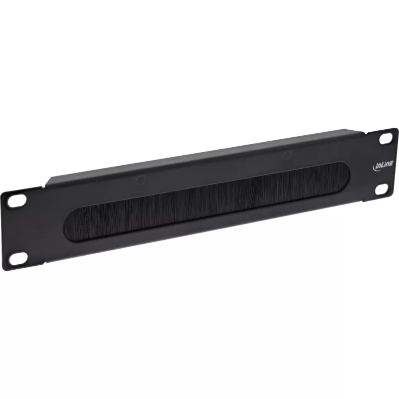 InLine painel de passagem de cabos 10 polegadas com escova, 1HE, RAL 9005 preto
