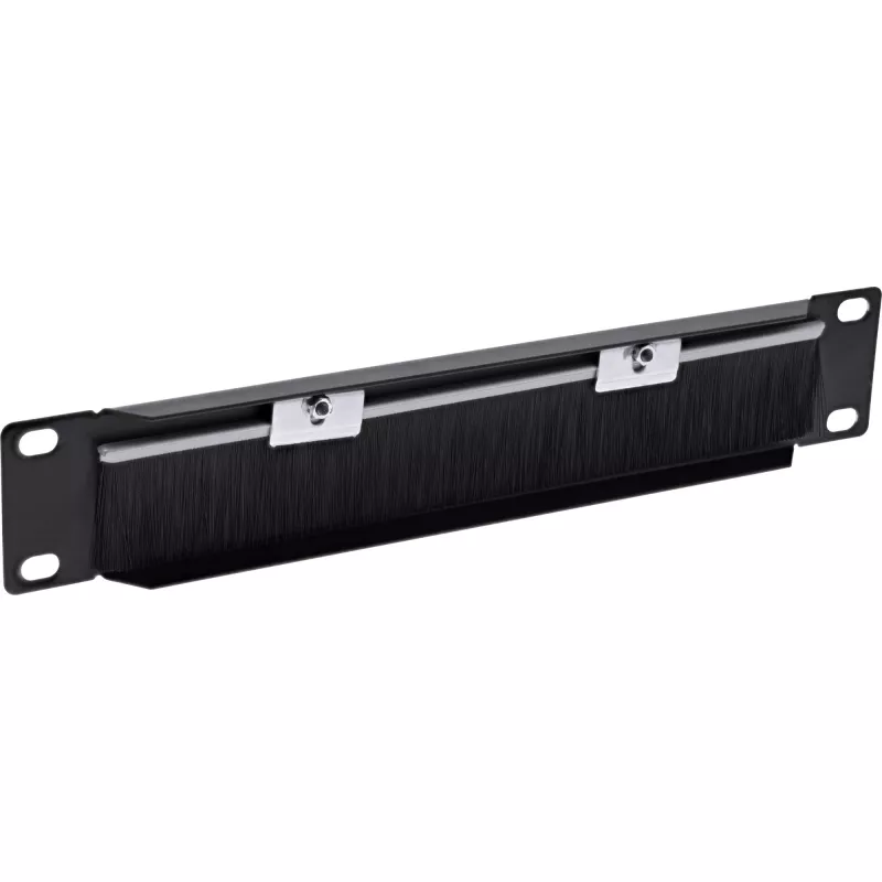 InLine painel de passagem de cabos 10 polegadas com escova, 1HE, RAL 9005 preto