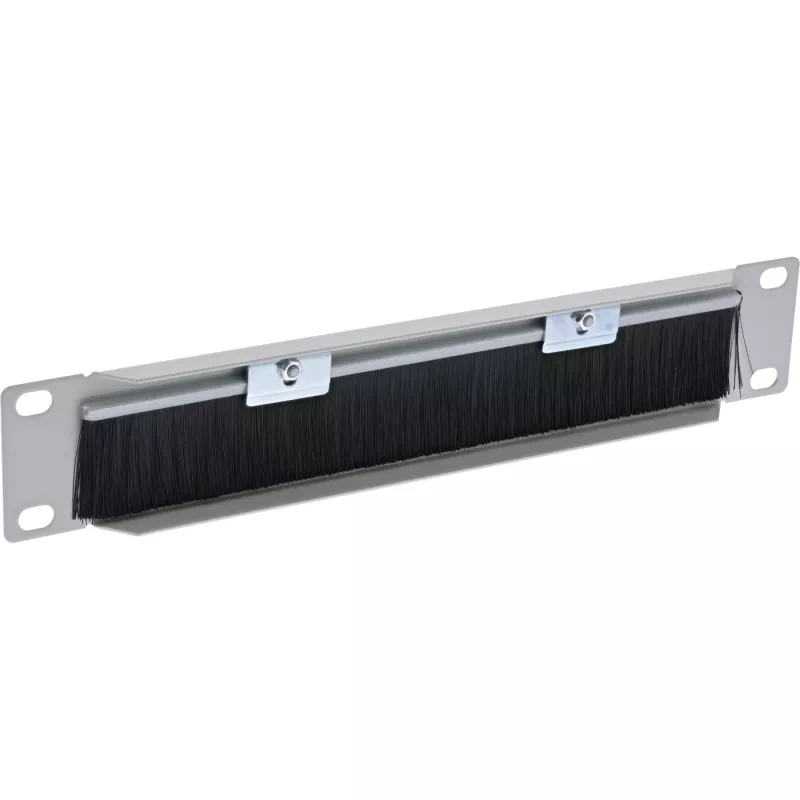 Placa de passagem de cabos InLine 10 polegadas com escova, 1U, RAL 7035 cinzento