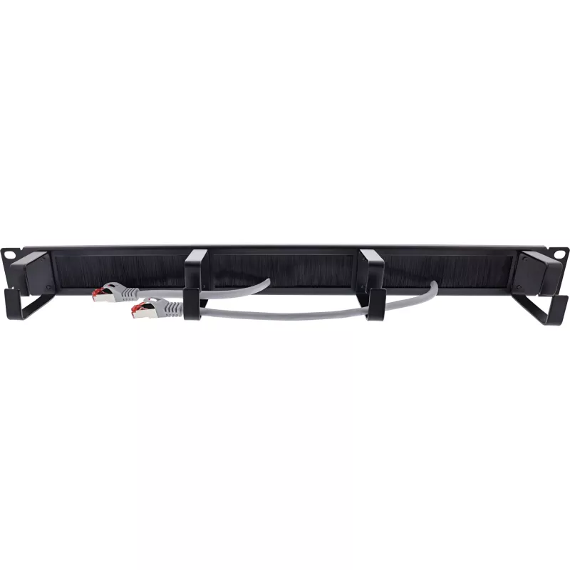 Painel de gestão de cabos InLine 19111L 1U preto 19 polegadas com inserção de escova