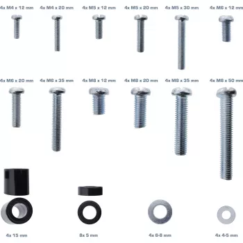Conjunto de parafusos InLine 68 peças para suporte de parede para TV, conjunto de montagem, parede, zinco, 68 unid., 100 mm, 150 mm